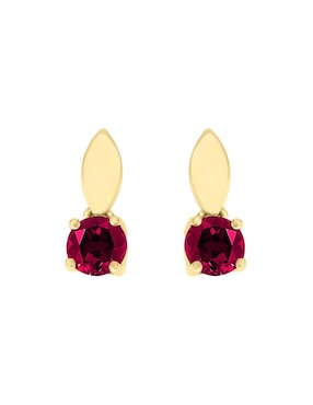 Aretes Cortos Fascinare Sigrid De Oro 14 K Rubí