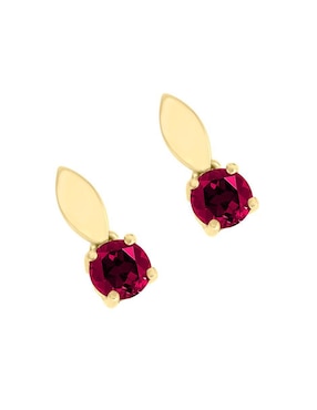 Aretes Fascinare Sigrid de oro con acabado brillante rubí