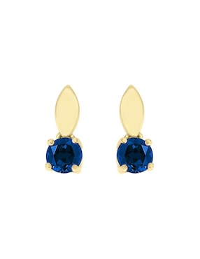 Aretes Cortos Fascinare Sigrid De Oro 14 K Zafiro