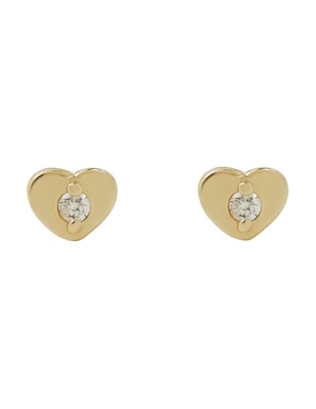 Broquel De Corazón Tetera Oro Amarillo 14 K Diamante