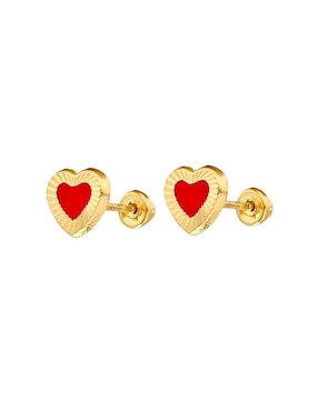 Broqueles de corazón Mancini de oro con acabado diamantado