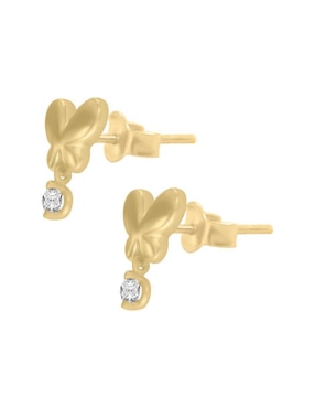 Broqueles de mariposa Klamore Flutur de oro con acabado brillante diamante