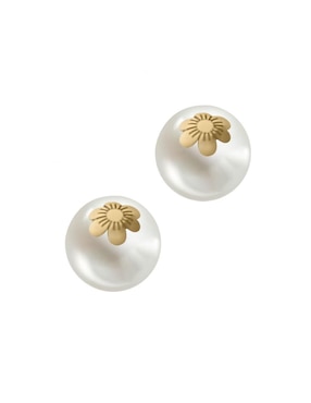 Aretes redondos Fianelli Flory de oro con acabado brillante perla