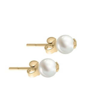 Aretes redondos Fianelli Flory de oro con acabado brillante perla