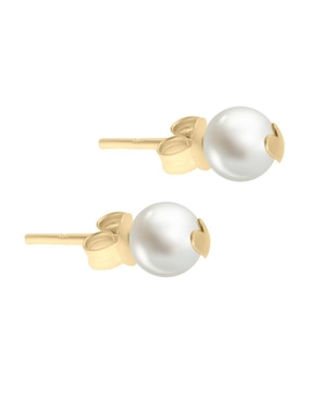 Aretes redondos Fianelli Cuory de oro con acabado brillante perla