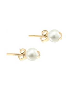 Aretes redondos Fianelli Malory de oro con acabado brillante perla