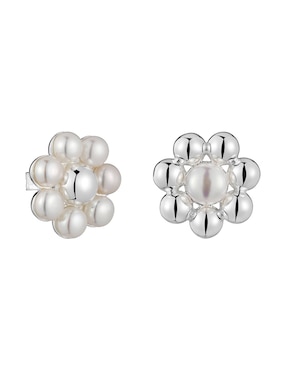 Aretes Cortos De Flor TOUS Sugar Party De Plata P 925 Perla