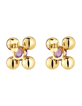 Aretes redondos Tous Sugar Party de plata P 925 con acabado baño de oro amatista