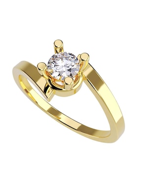 Solitario De Oro Amarillo 14 K Amore Mio Diamante