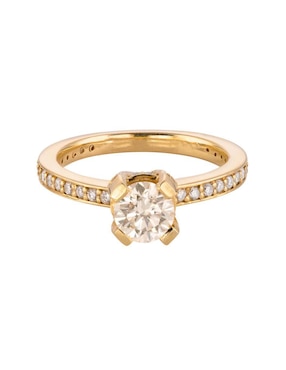 Solitario de oro amarillo 14 k Amore Mio diamante