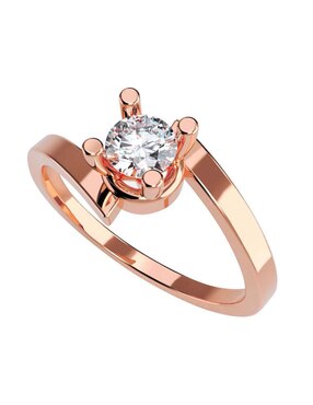 Solitario De Oro Rosa 14 K Amore Mio Diamante