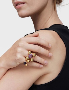 Anillo Tous Sugar Party de plata P 925 amatista con acabado baño de oro