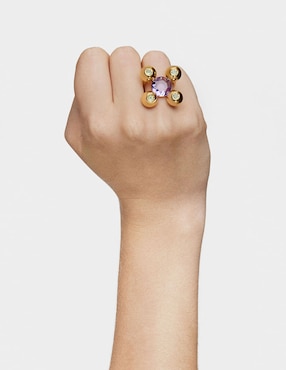 Anillo Tous Sugar Party de plata P 925 amatista con acabado baño de oro