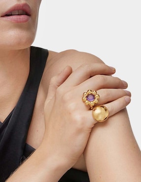 Anillo de flor Tous Sugar Party de plata P 925 amatista con acabado baño de oro