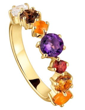 Anillo Tous Sugar Party de plata P 925 amatista y cuarzo con acabado baño de oro