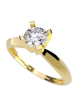 Solitario De Oro Amarillo 14 K Amore Mio Diamante