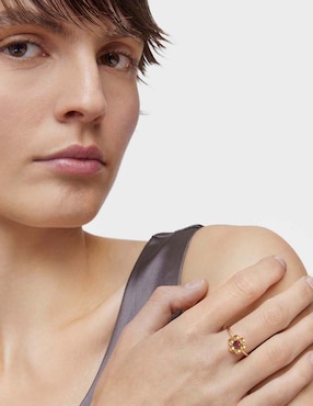 Anillo de flor Tous Sugar Party de plata P 925 rodolita con acabado baño de oro