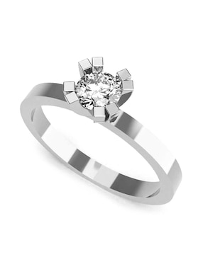 Solitario De Oro Blanco 14 K Amore Mio Diamante