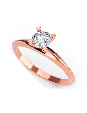 Solitario De Oro Rosa 14 K Amore Mio Diamante