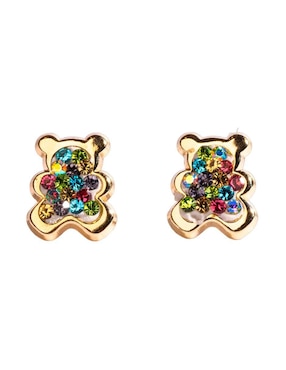 Broqueles de oso Mancini de oro con acabado brillante zirconia