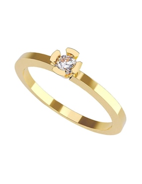 Solitario De Oro Amarillo 14 K Amore Mio Diamante