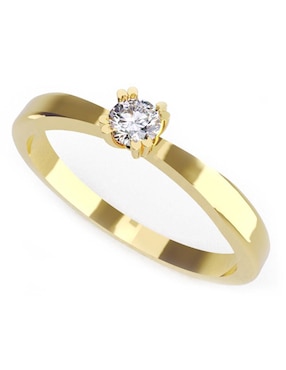 Solitario De Oro Amarillo 14 K Amore Mio Diamante