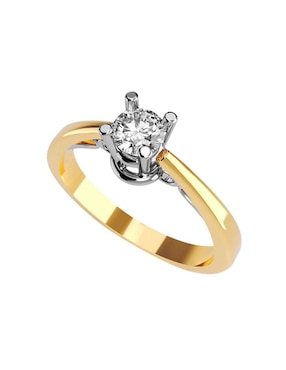 Solitario De Oro Amarillo 14 K Amore Mio Diamante