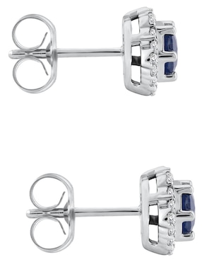 Aretes hexagonales Stackis de oro con acabado brillante zafiro