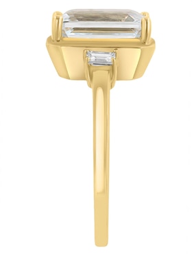 Anillo cuadrado Effy 14 k de oro esmeralda y diamante brillante