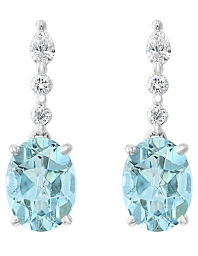 Aretes Effy Aquarius de oro con acabado brillante diamante y aguamarina