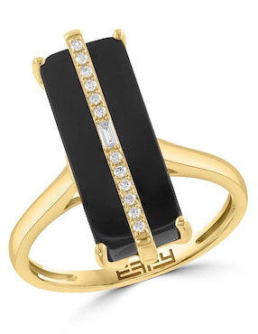 Anillo Effy 14 k de oro amarillo diamante y ónix pavé