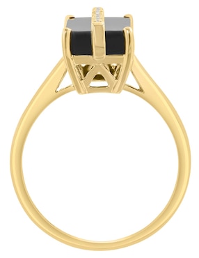 Anillo Effy 14 k de oro amarillo diamante y ónix pavé
