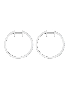 Aretes de aro redondos Tous Les Classiques de oro blanco con acabado brillante diamante