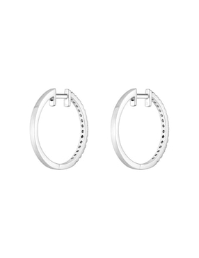 Aretes de aro redondos Tous Les Classiques de oro blanco con acabado brillante diamante