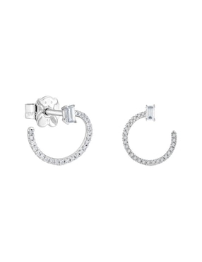 Aretes Huggies Circulares TOUS Les Classiques De Oro Blanco 18 K Diamante