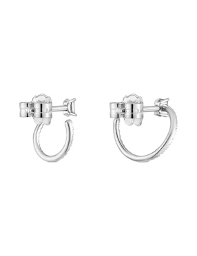 Aretes circulares Tous Les Classiques de oro blanco con acabado brillante diamante