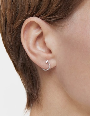 Aretes circulares Tous Les Classiques de oro blanco con acabado brillante diamante