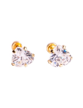 Broqueles de corazón Mancini de oro con acabado brillante zirconia
