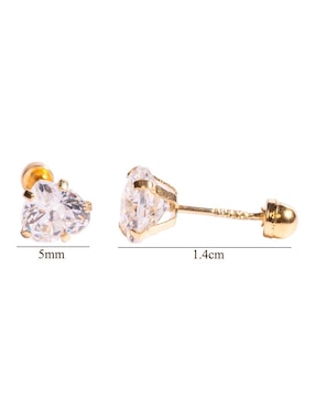 Broqueles de corazón Mancini de oro con acabado brillante zirconia