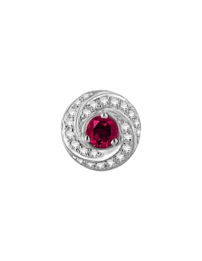 Aretes circulares Fascinare Hera de oro blanco con acabado brillante rubí y diamante