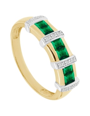 Anillo Fascinare Luisiana 14 k de oro amarillo esmeralda y diamante brillante