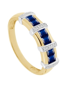 Anillo Fascinare Luisiana 14 k de oro amarillo zafiro y diamante brillante