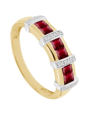 Anillo Fascinare Luisiana 14 k de oro amarillo rubí y diamante brillante