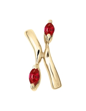 Aretes de letra x Fianelli Danna de oro con acabado brillante rubí