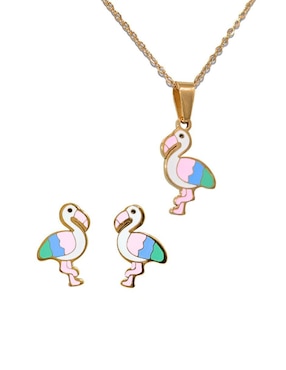 Aretes Y Collar De Flamingo Yoiko