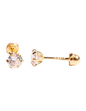 Broqueles redondos Mancini de oro con acabado brillante zirconia