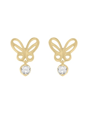 Aretes de mariposa Fianelli de oro con acabado brillante diamante