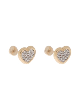 Broqueles de corazón Casal de oro con acabado brillante zirconia