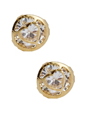 Broqueles de corazón Casal Invierno de oro 14 k con acabado brillante circonia