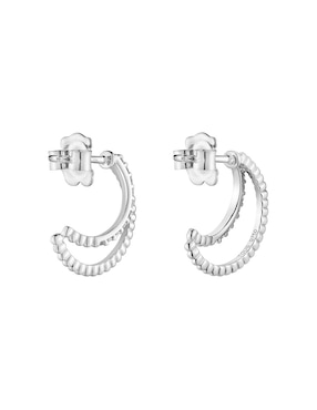 Aretes de luna Tous Les Classiques de oro blanco con acabado brillante diamante